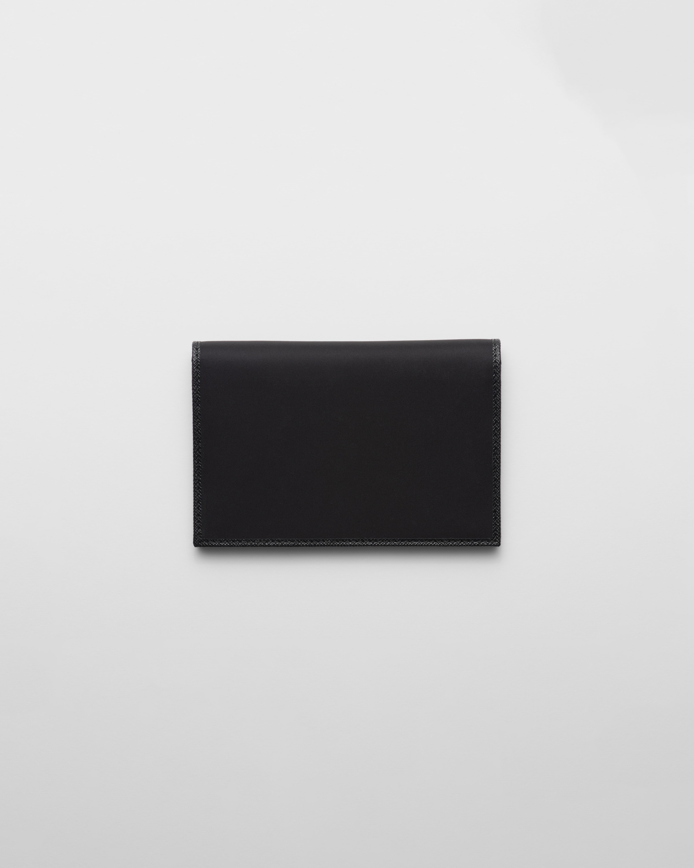 Re-Nylon and Saffiano leather passport holder 折りたたみ財布 Black Re-nylon And Saffiano Leather Passport Holder | PRADA