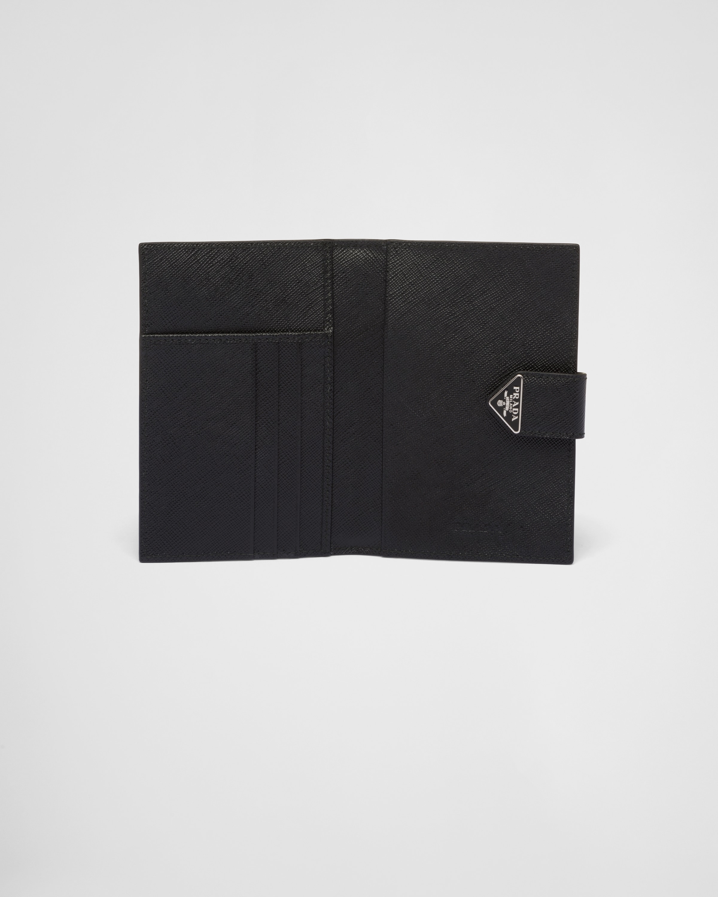 Prada Black Saffiano Passport Holder Prada