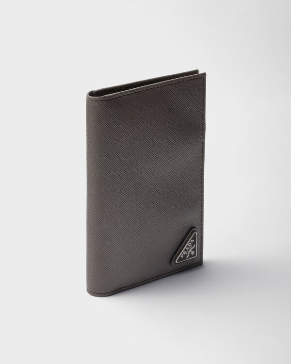 Étui pour passeport en cuir Saffiano - Gris Fumé Étui pour passeport en cuir Saffiano - Gris Fumé