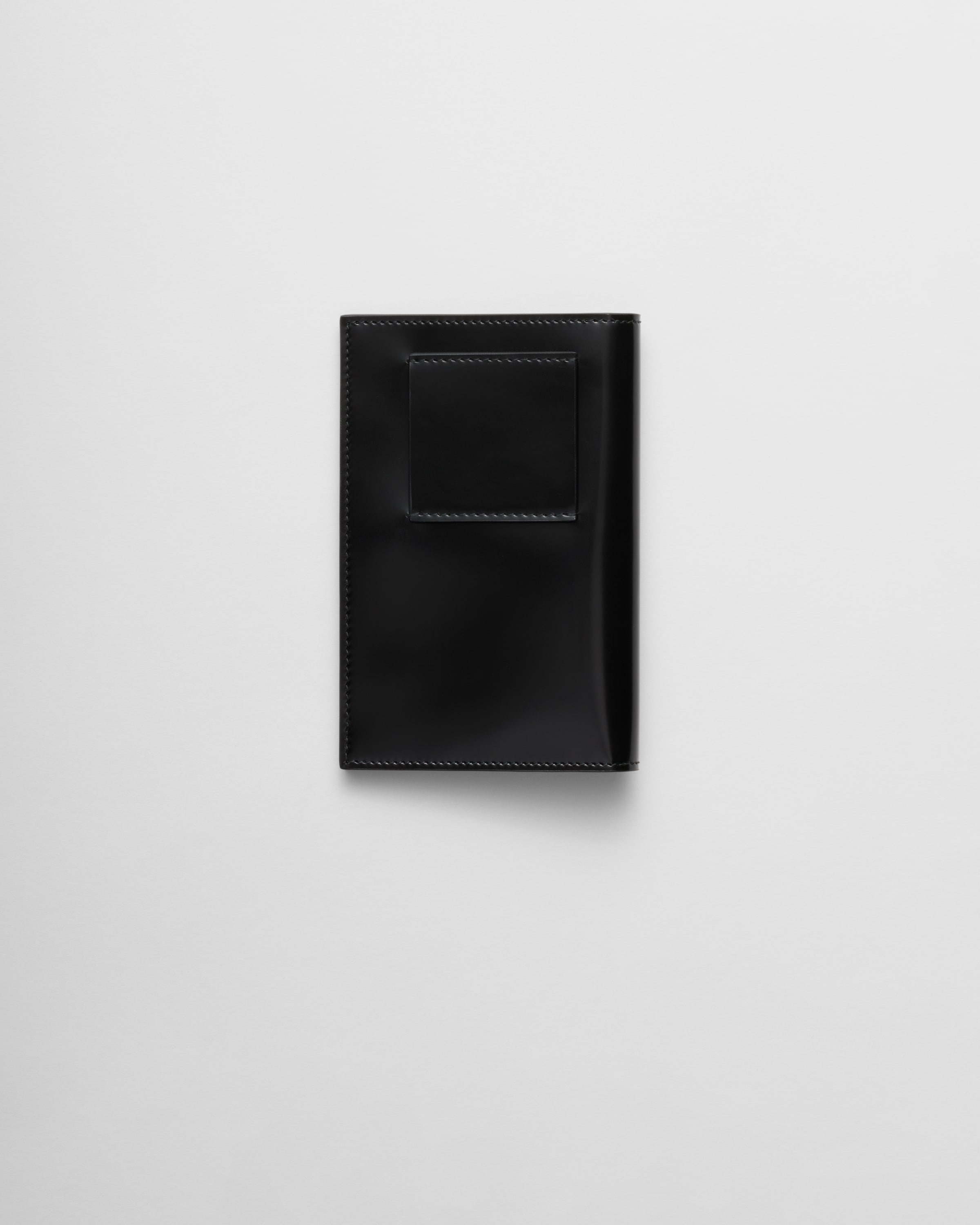 Black Brushed Leather Passport Holder PRADA