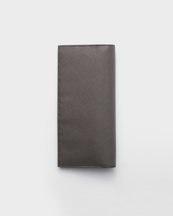 サフィアーノレザー 財布 - グレー/エメラルド サフィアーノレザー 財布 - グレー/エメラルド