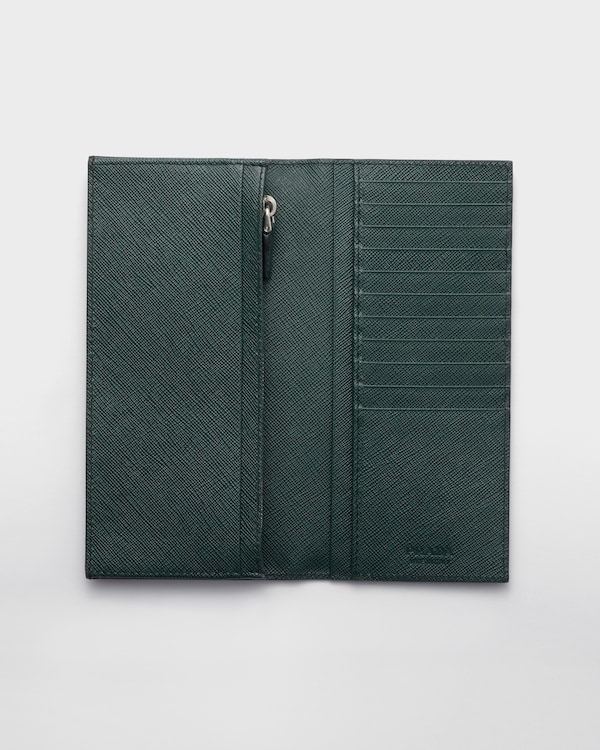 サフィアーノレザー 財布 - グレー/エメラルド サフィアーノレザー 財布 - グレー/エメラルド