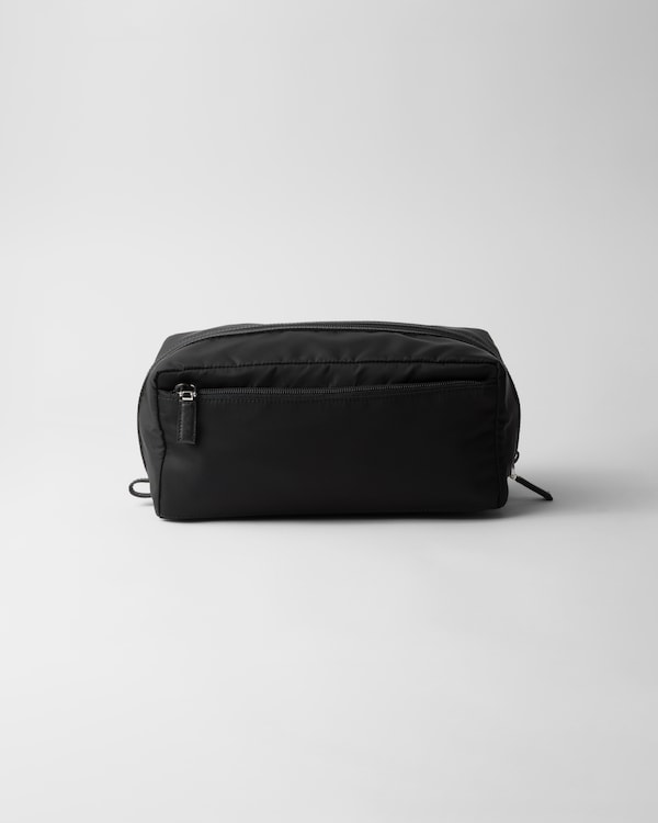 Re-Nylon and Saffiano leather travel pouch - Black Re-Nylon and Saffiano leather travel pouch - Black