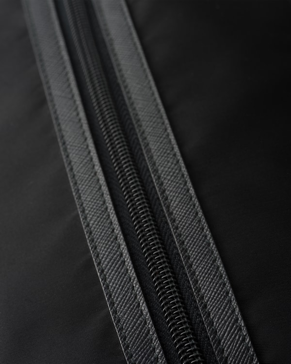 Re-Nylon and Saffiano leather travel pouch - Black Re-Nylon and Saffiano leather travel pouch - Black