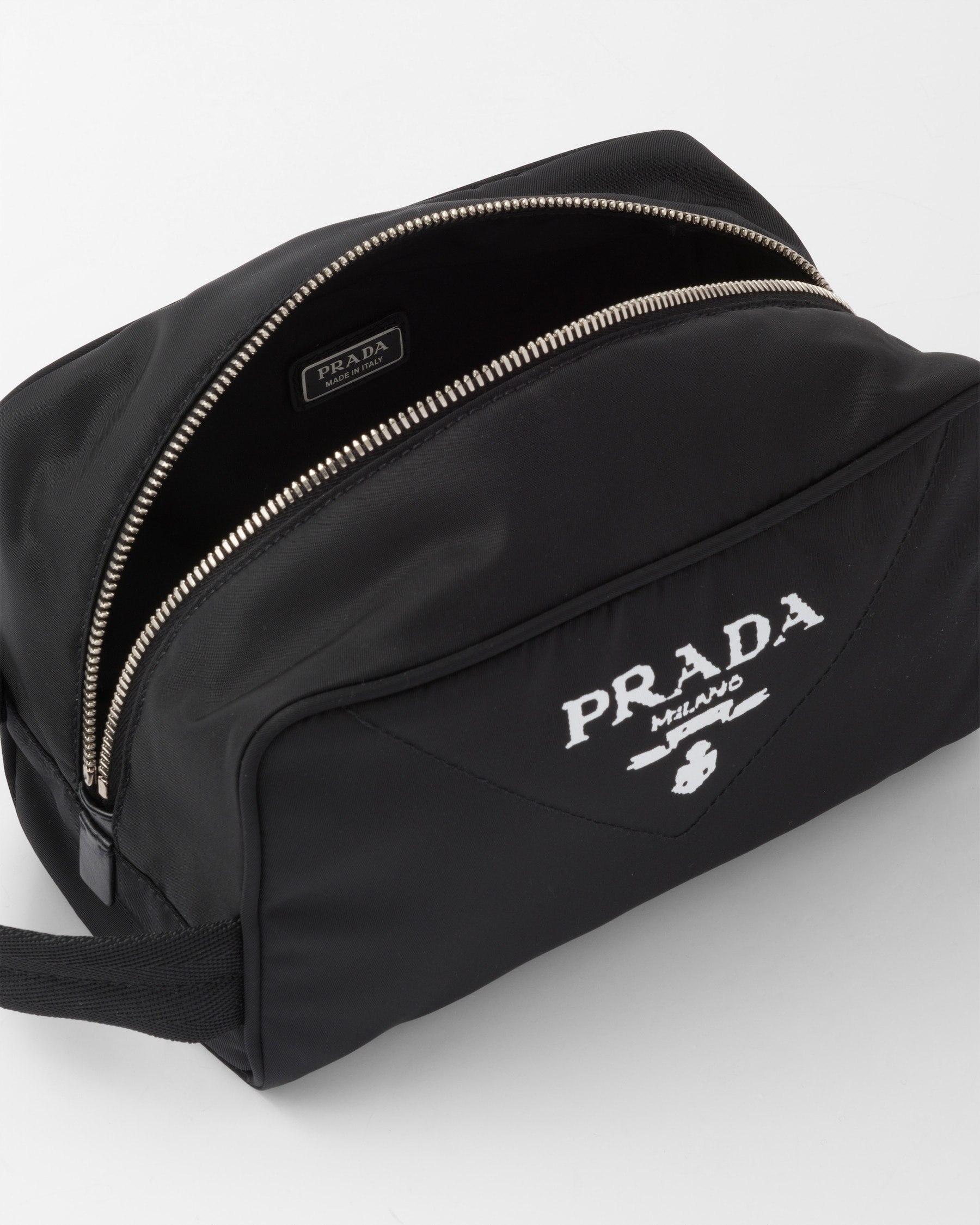 Black Re-nylon And Leather Travel Pouch | PRADA