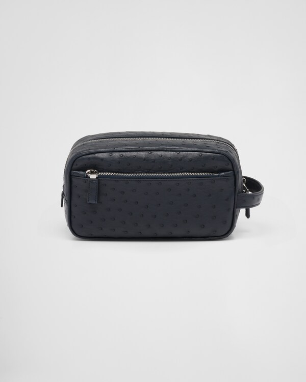Ostrich leather pouch - Navy Ostrich leather pouch - Navy