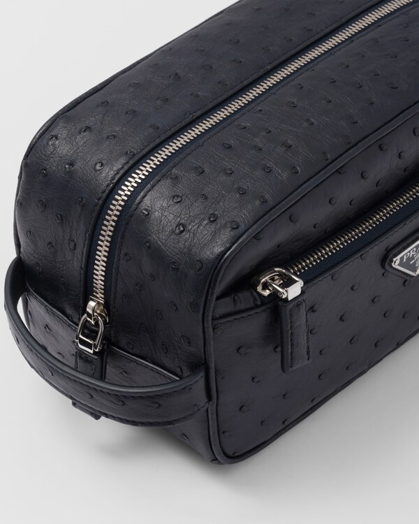 Ostrich leather pouch - Navy Ostrich leather pouch - Navy