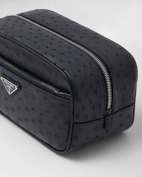 Ostrich leather pouch - Navy Ostrich leather pouch - Navy