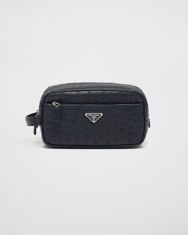 Ostrich leather pouch - Navy Ostrich leather pouch - Navy