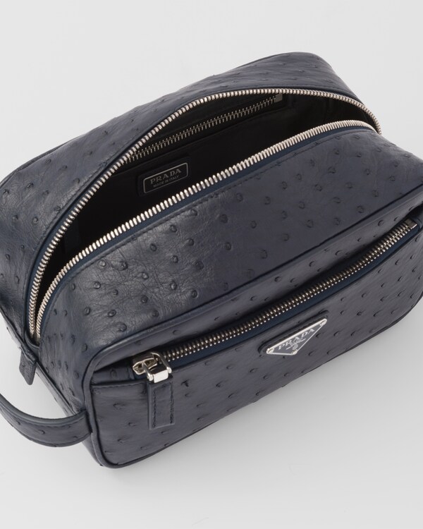 Ostrich leather pouch - Navy Ostrich leather pouch - Navy