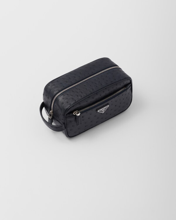 Ostrich leather pouch - Navy Ostrich leather pouch - Navy