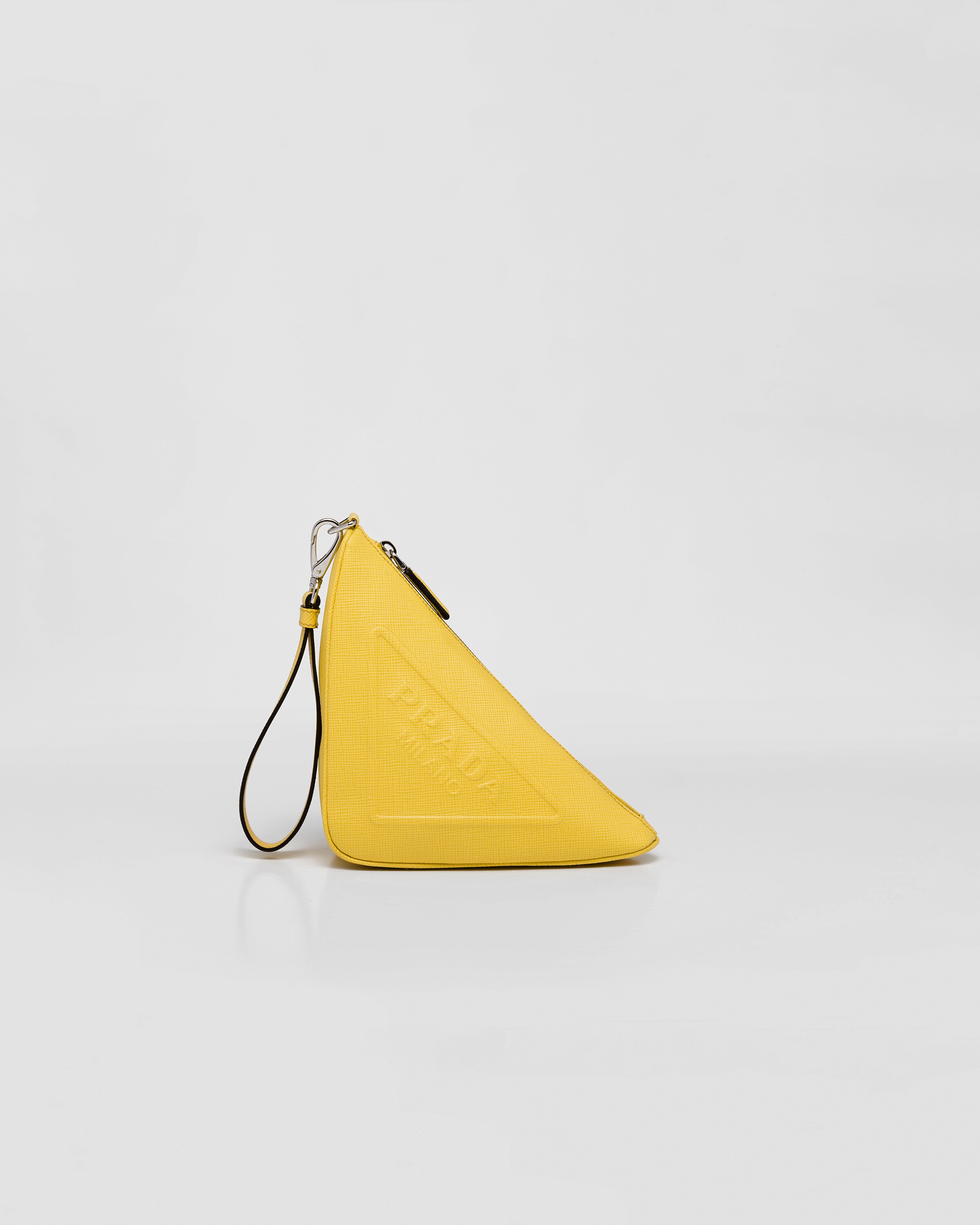 Sunny Yellow Leather Prada Triangle pouch | Prada