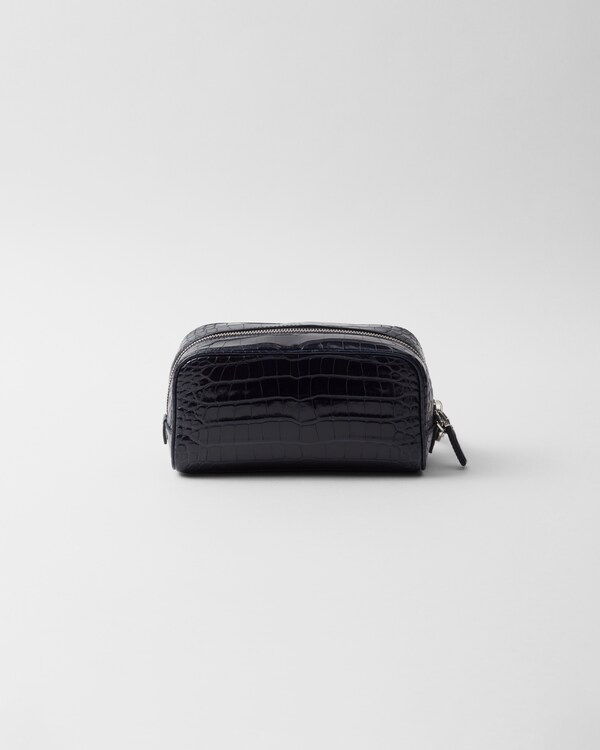 Crocodile leather toiletry bag - Navy Crocodile leather toiletry bag - Navy