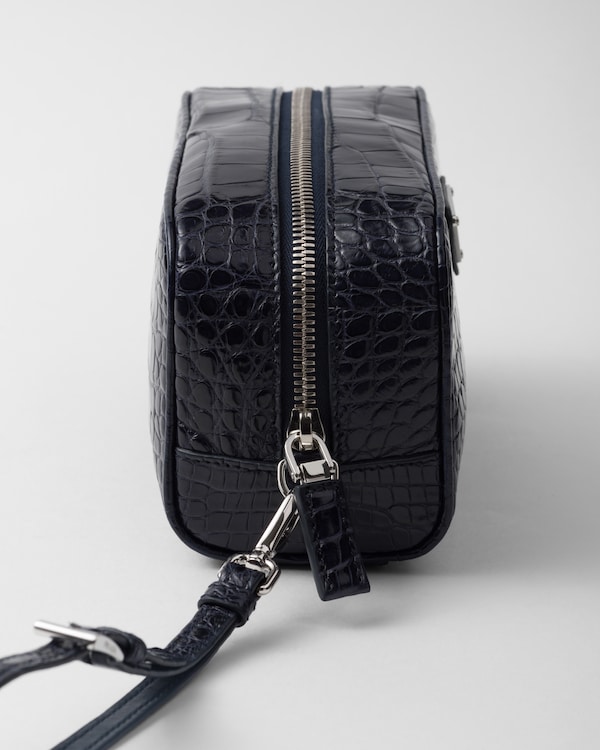 Crocodile leather toiletry bag - Navy Crocodile leather toiletry bag - Navy