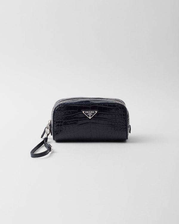 Crocodile leather toiletry bag - Navy Crocodile leather toiletry bag - Navy