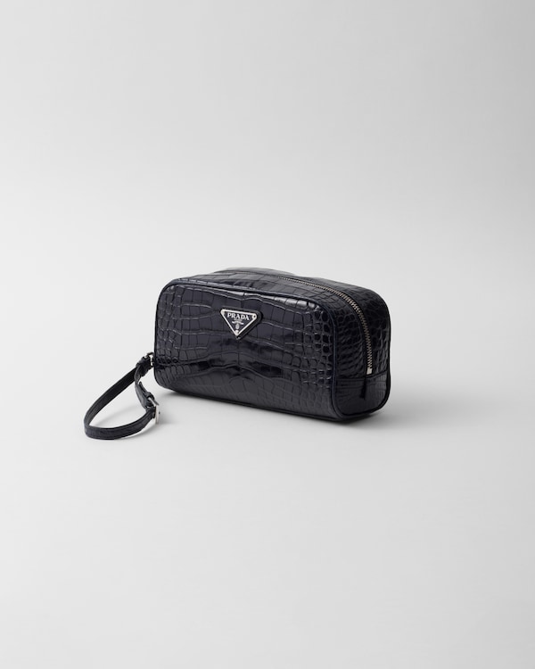 Crocodile leather toiletry bag - Navy Crocodile leather toiletry bag - Navy