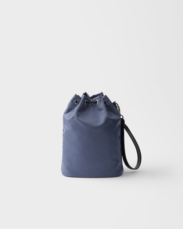 Re-Nylon and Saffiano leather pouch - Aviation Blue Re-Nylon and Saffiano leather pouch - Aviation Blue
