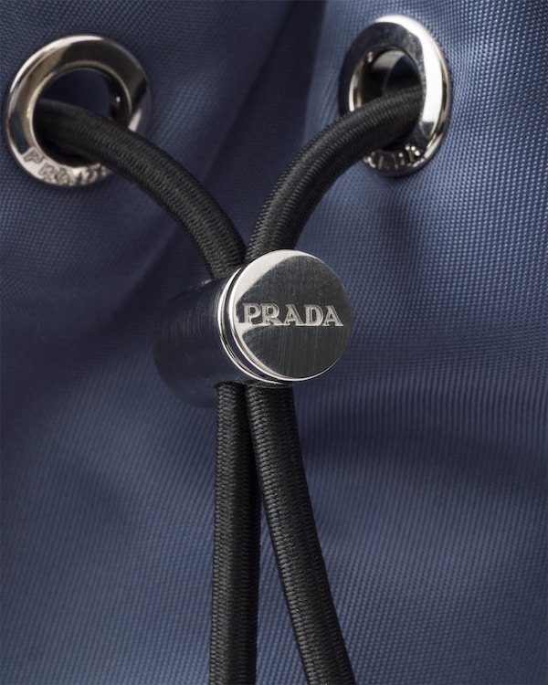 Re-Nylon and Saffiano leather pouch - Aviation Blue Re-Nylon and Saffiano leather pouch - Aviation Blue