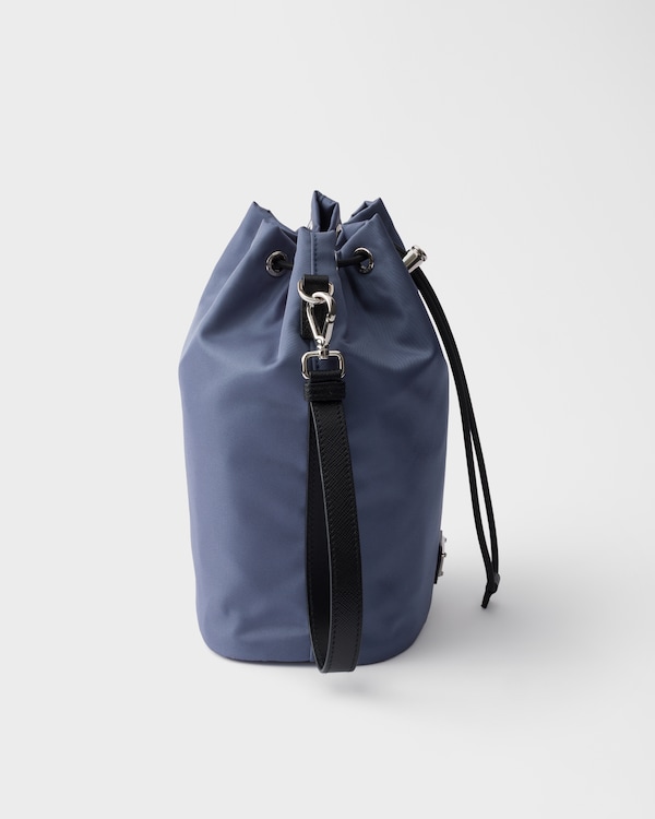 Re-Nylon and Saffiano leather pouch - Aviation Blue Re-Nylon and Saffiano leather pouch - Aviation Blue