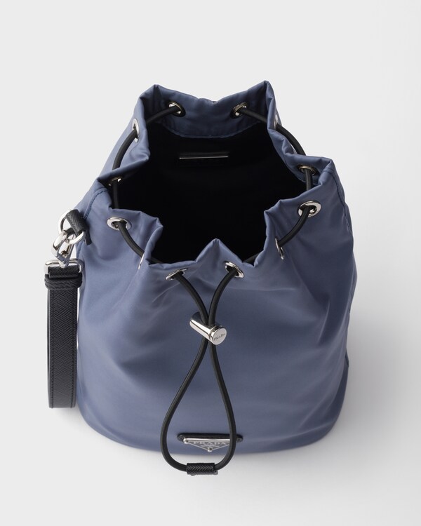 Re-Nylon and Saffiano leather pouch - Aviation Blue Re-Nylon and Saffiano leather pouch - Aviation Blue