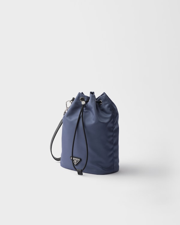 Re-Nylon and Saffiano leather pouch - Aviation Blue Re-Nylon and Saffiano leather pouch - Aviation Blue