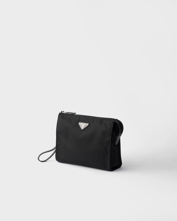 Re-Nylon and Saffiano leather necessaire - Black Re-Nylon and Saffiano leather necessaire - Black
