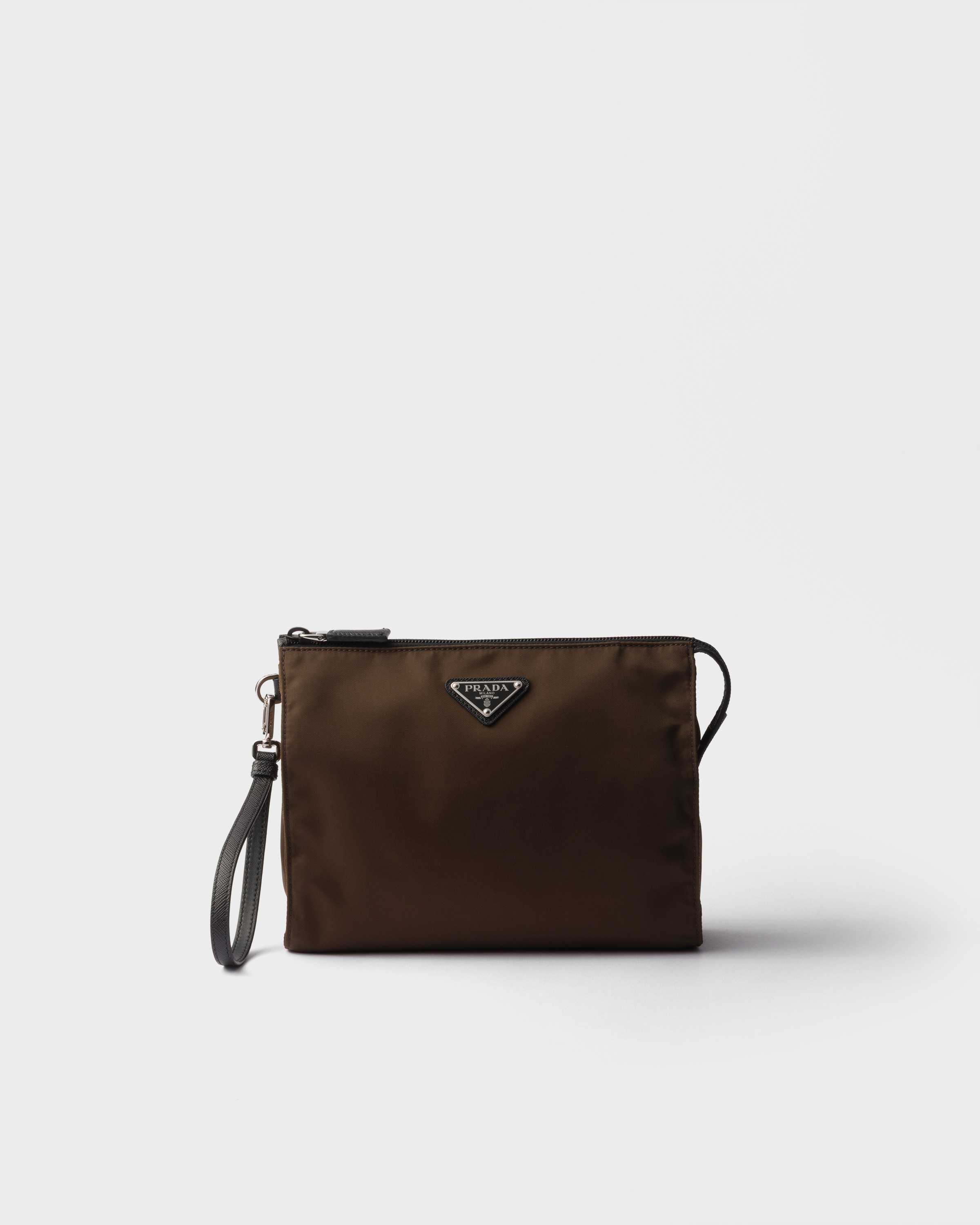 Prada Re-nylon And Saffiano Leather Necessaire, Man, Sienna