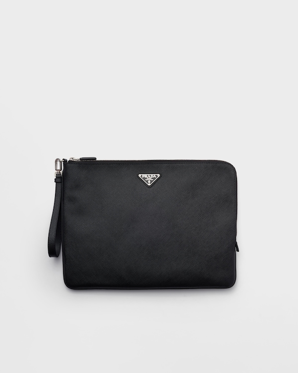 Saffiano leather pouch - Black Saffiano leather pouch - Black