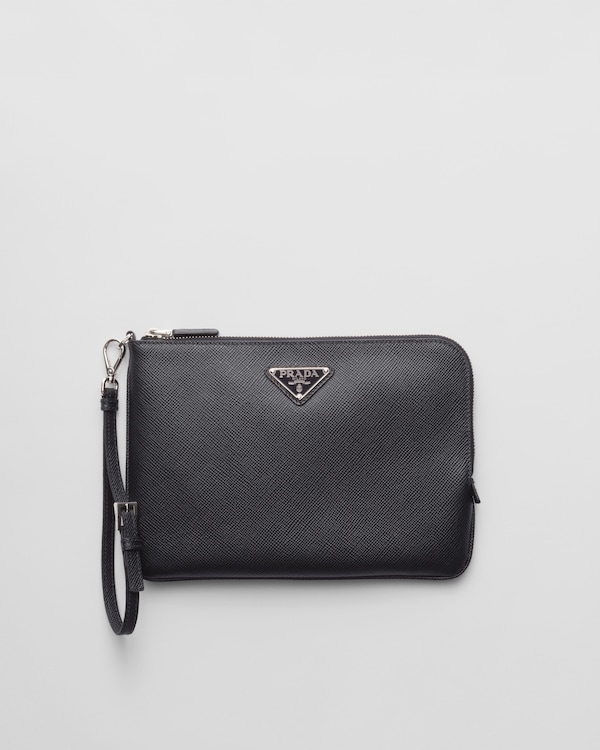 最新モデル ブラック サフィアーノレザー PRADA | ポーチ バッグ
