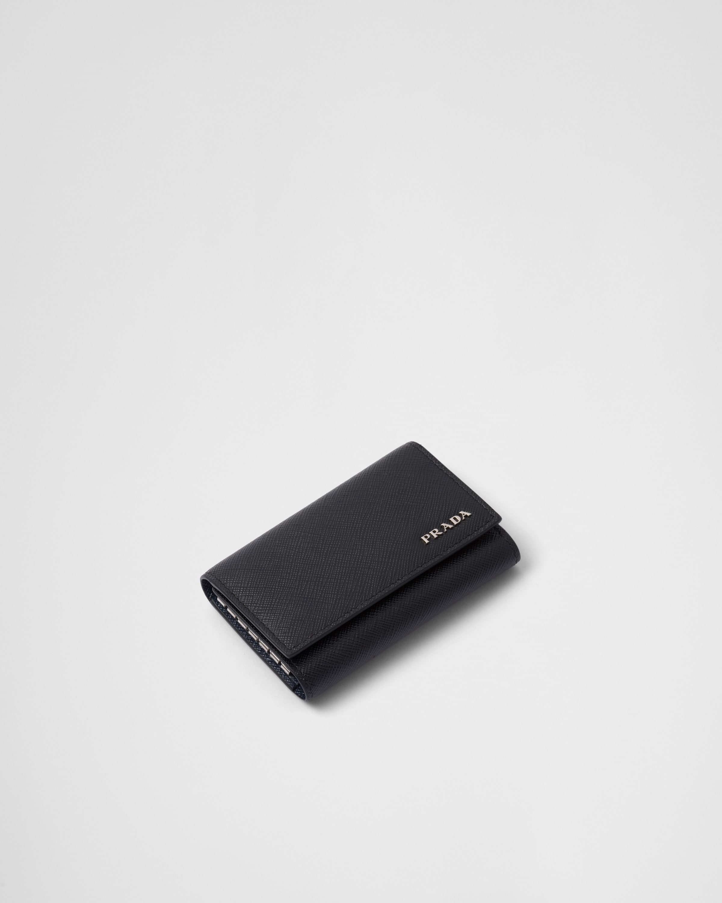 ブラック/ネイビー サフィアーノレザー キーチェーン | PRADA