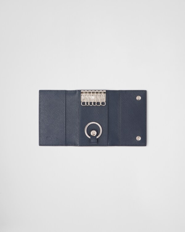 Saffiano Leather keychain - Black/Baltic Blue Saffiano Leather keychain - Black/Baltic Blue