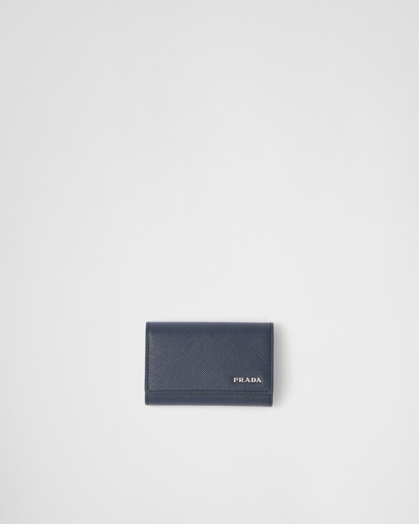 サフィアーノレザー キーチェーン - ネイビー+ライトグレー サフィアーノレザー キーチェーン - ネイビー+ライトグレー