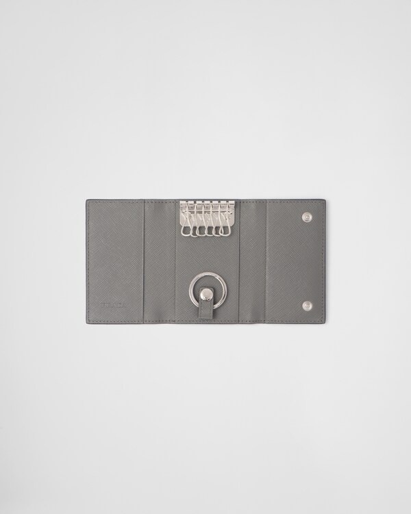 Saffiano Leather keychain - Baltic Blue/Marble Gray Saffiano Leather keychain - Baltic Blue/Marble Gray