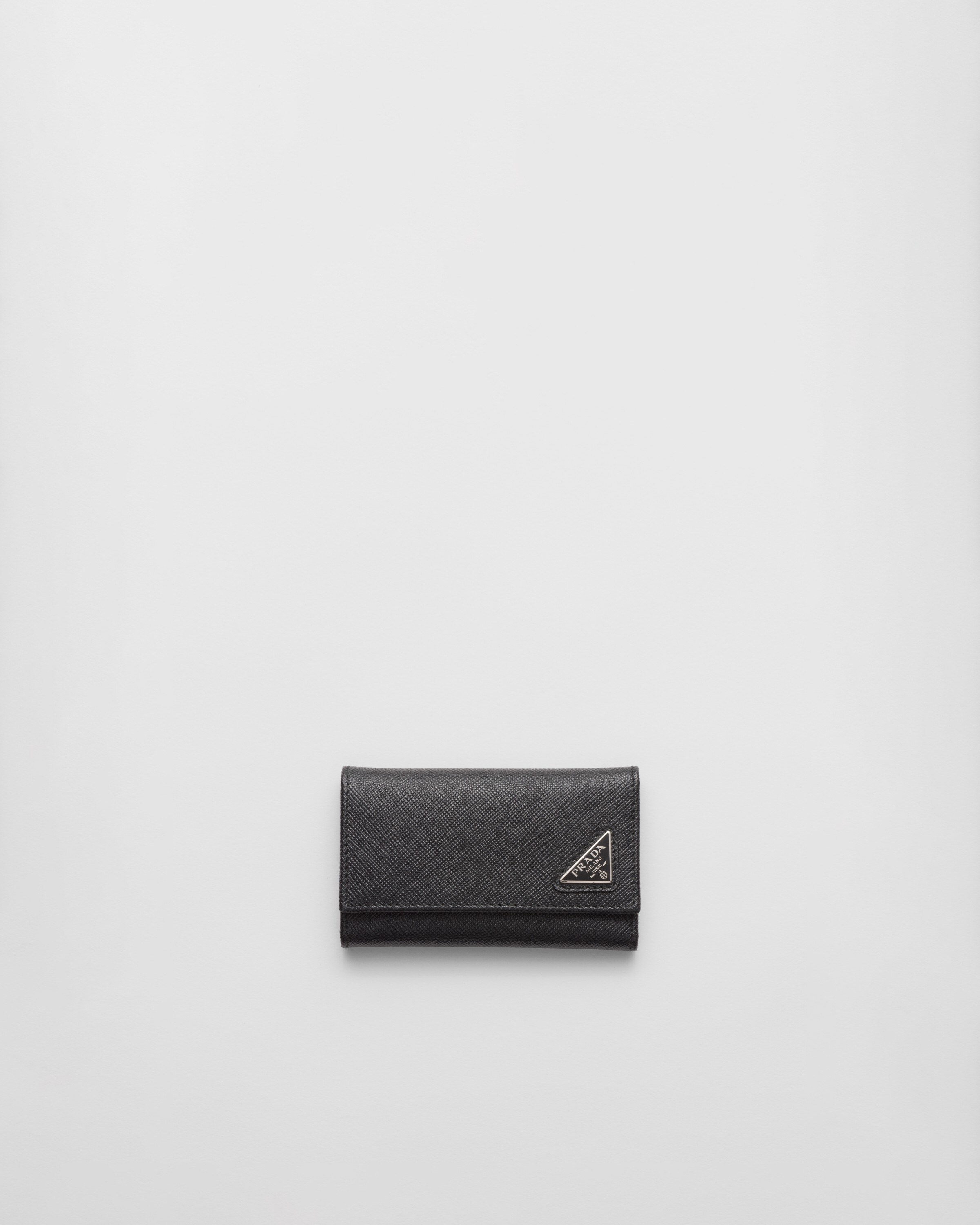 Prada Saffiano Leather Key Case, Man, Black