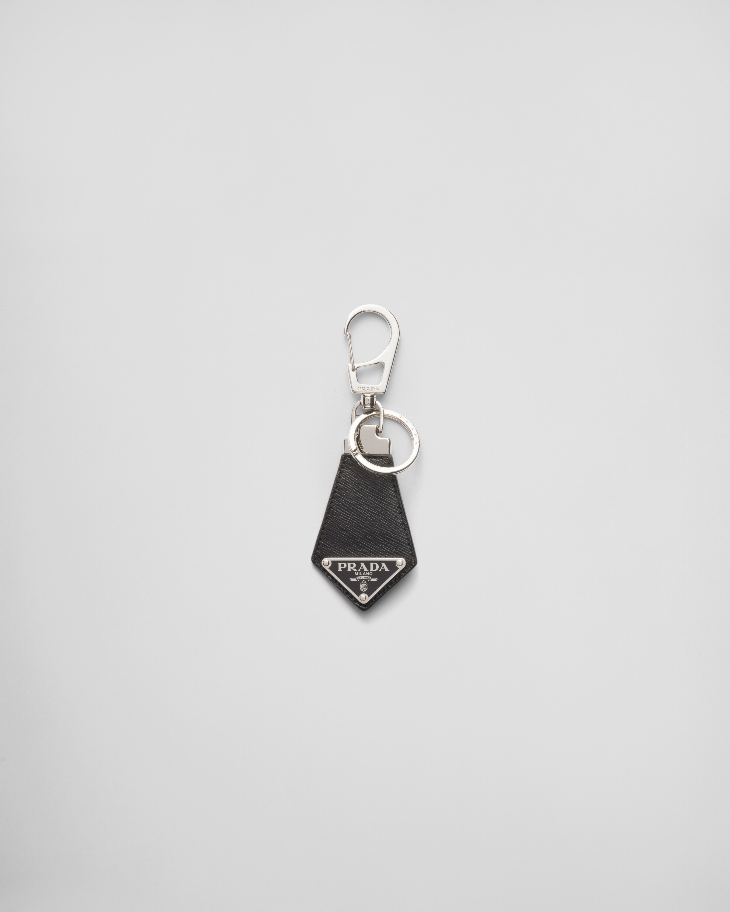 Prada Llavero En Piel Saffiano, Hombre, Negro