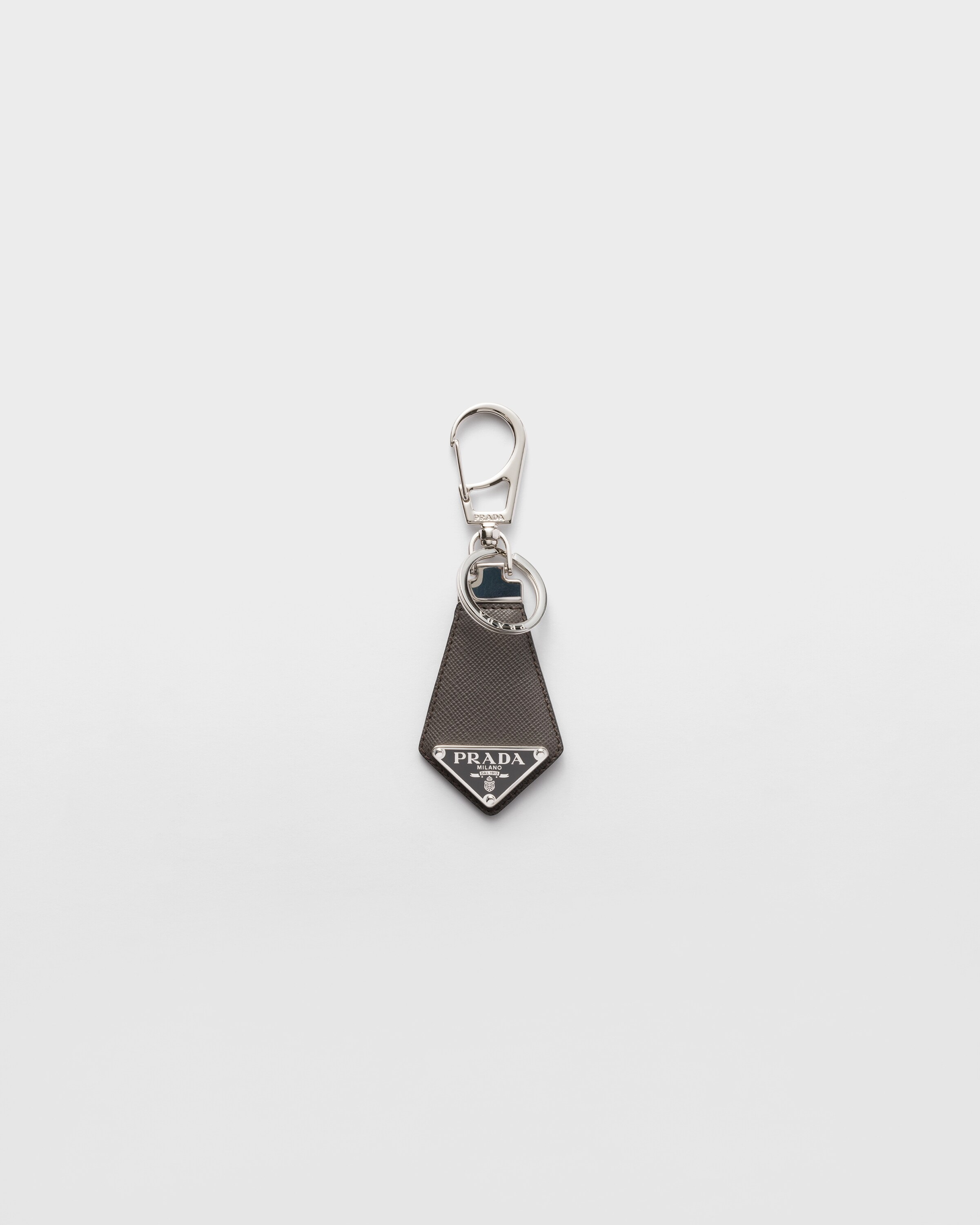 Prada Saffiano Leather Keychain, Man, Smoky Gray
