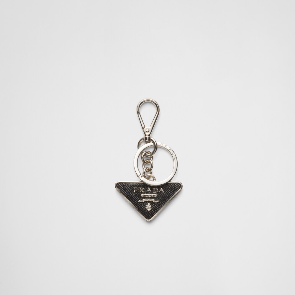 Prada Saffiano Leather and Metal Keychain 1