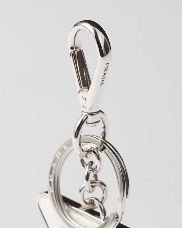 Saffiano leather and metal keychain Saffiano leather and metal keychain