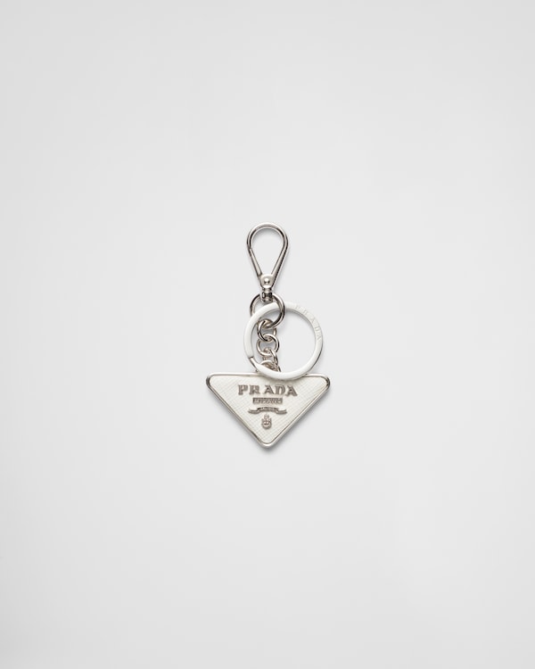 Saffiano leather and metal keychain Saffiano leather and metal keychain