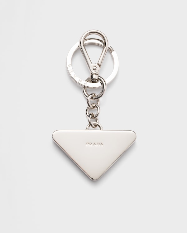 Saffiano leather and metal keychain Saffiano leather and metal keychain