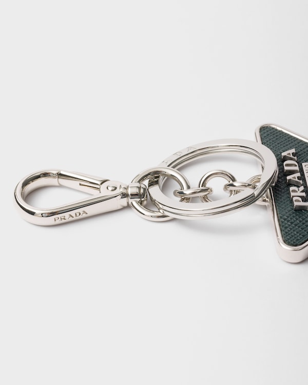 Saffiano leather and metal keychain Saffiano leather and metal keychain