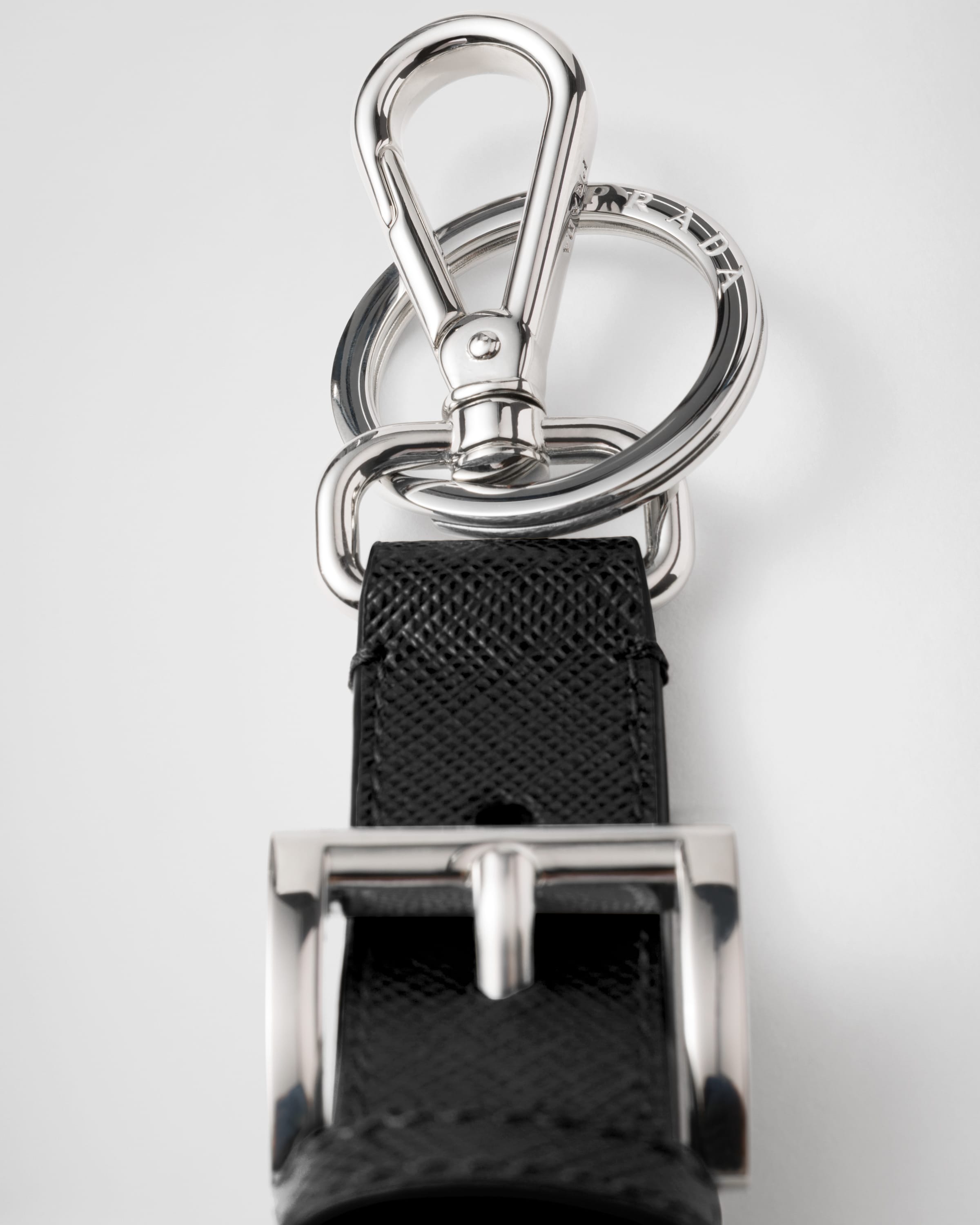 キーホルダー・キーリング Prada Black Calf Hair And Leather Keyring PRADA Keyring Keychain Bag Charm logo patchwork CARACTER