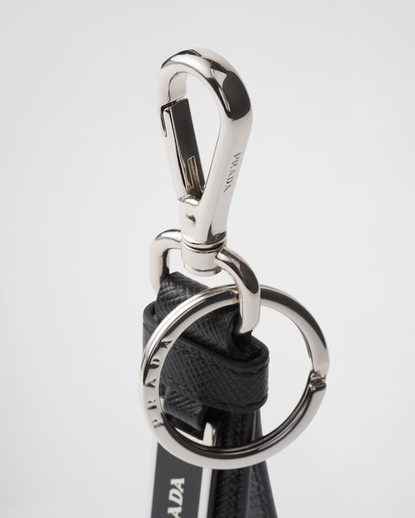 Saffiano leather keychain - Black Saffiano leather keychain - Black