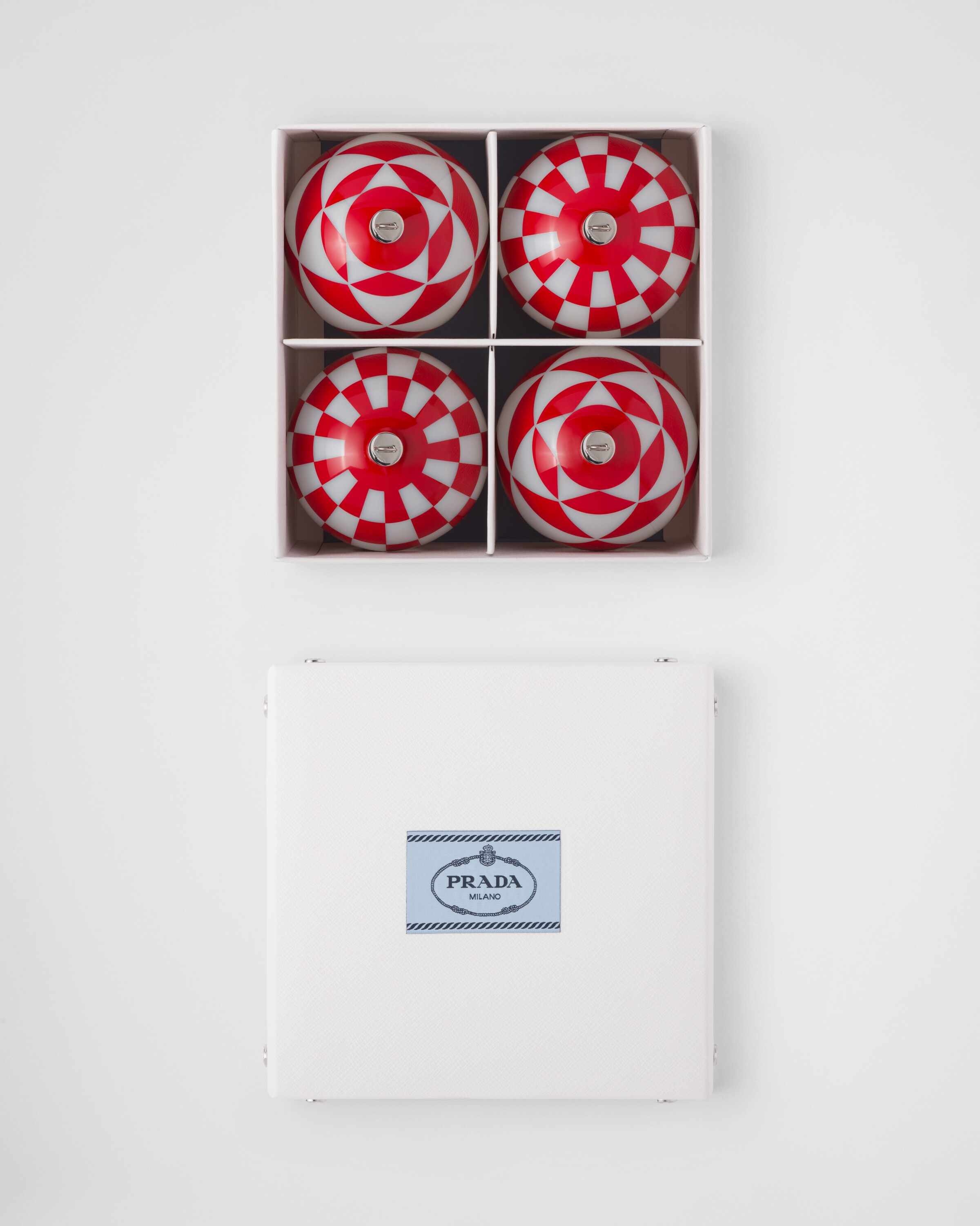White red Glass Christmas Ornament Set PRADA