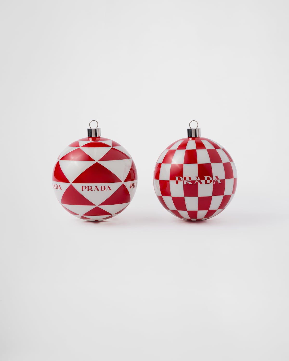 White/red Glass Christmas Ornament Set PRADA