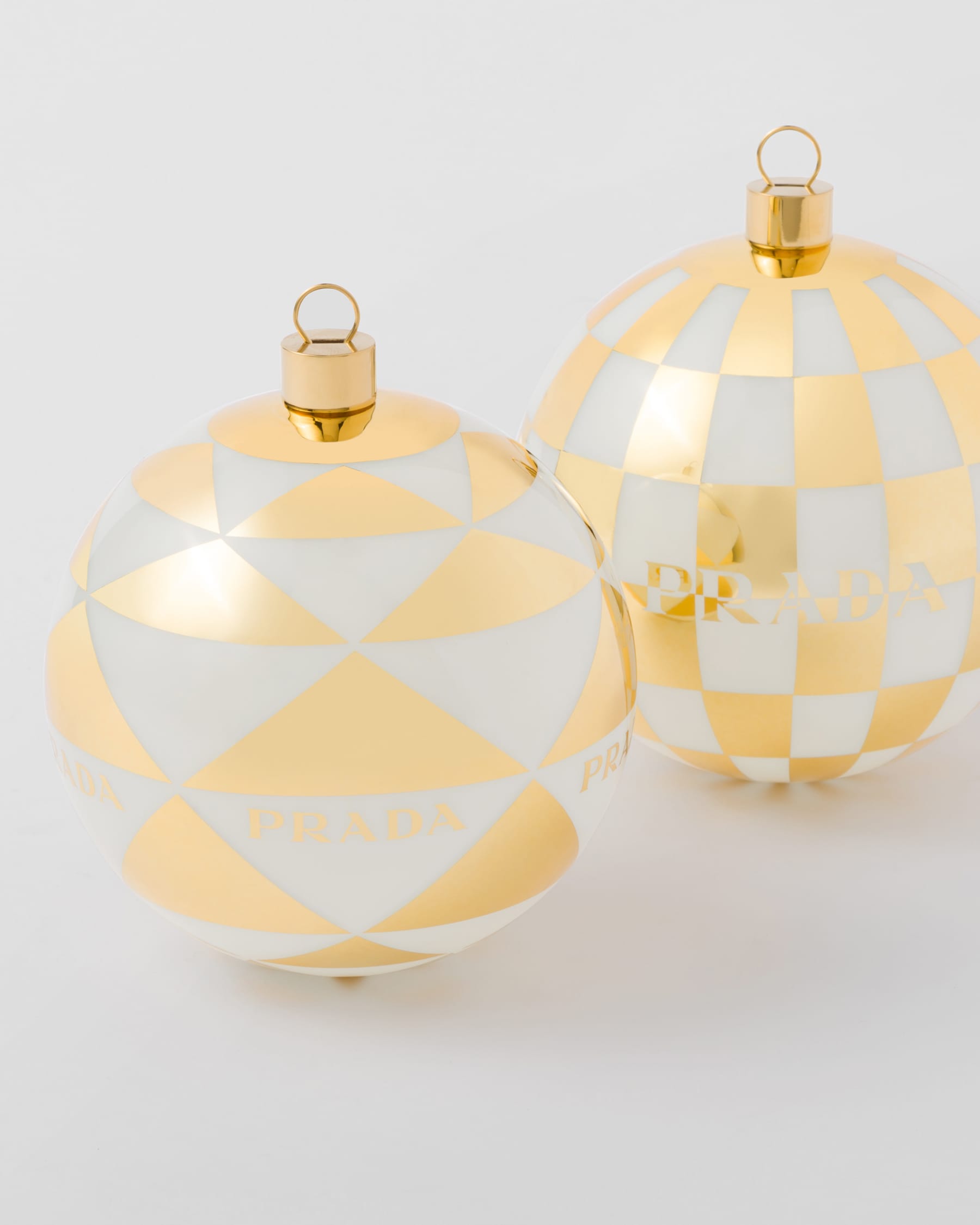 White/platinum Glass Christmas Ornament Set PRADA