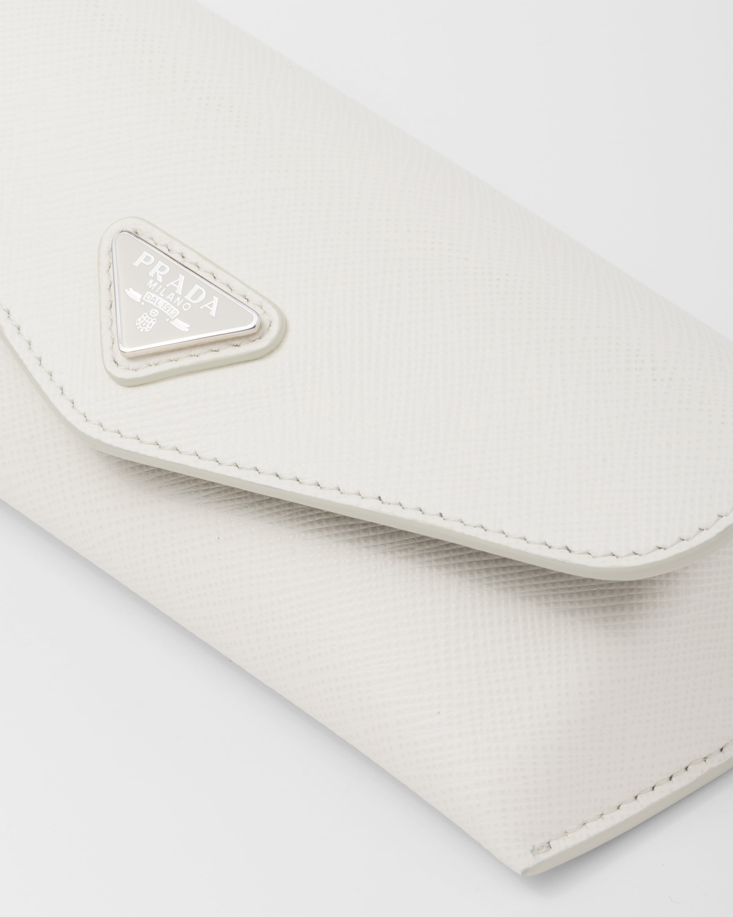 White Saffiano Leather Eyeglasses Case PRADA