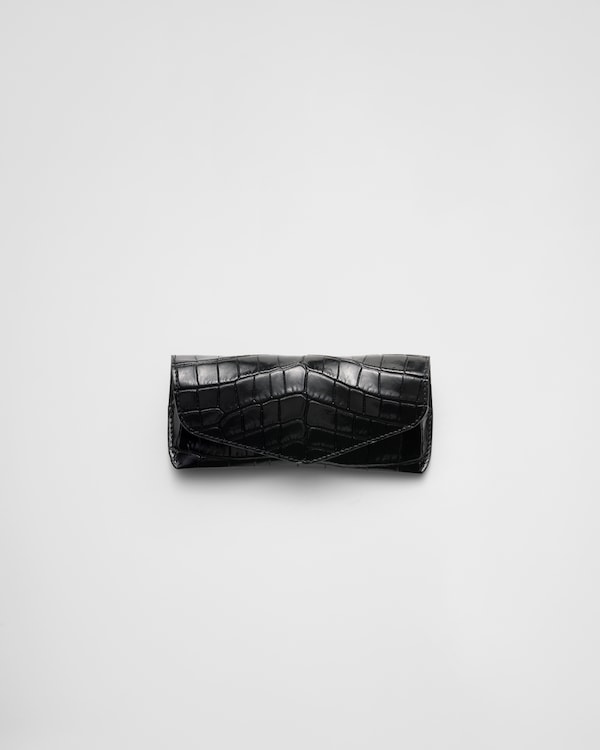 【海外配送可】【送料無料】 サフィアーノレザー ブラック アイウェアケース PRADA | 小物