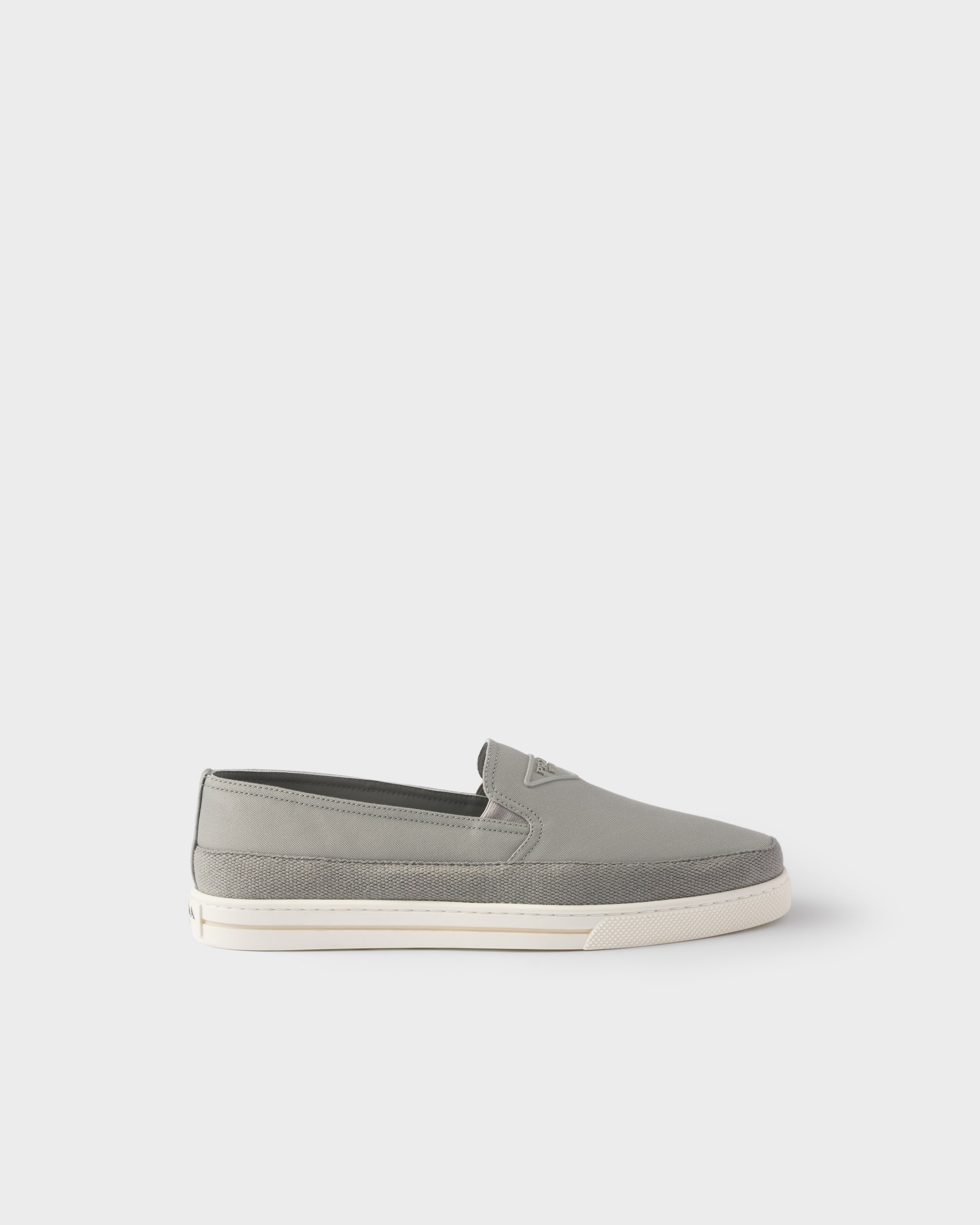 【送料&関税込】Prada Grey Viscose Blend Top Cloudy Gray Cotton canvas slip-ons | PRADA