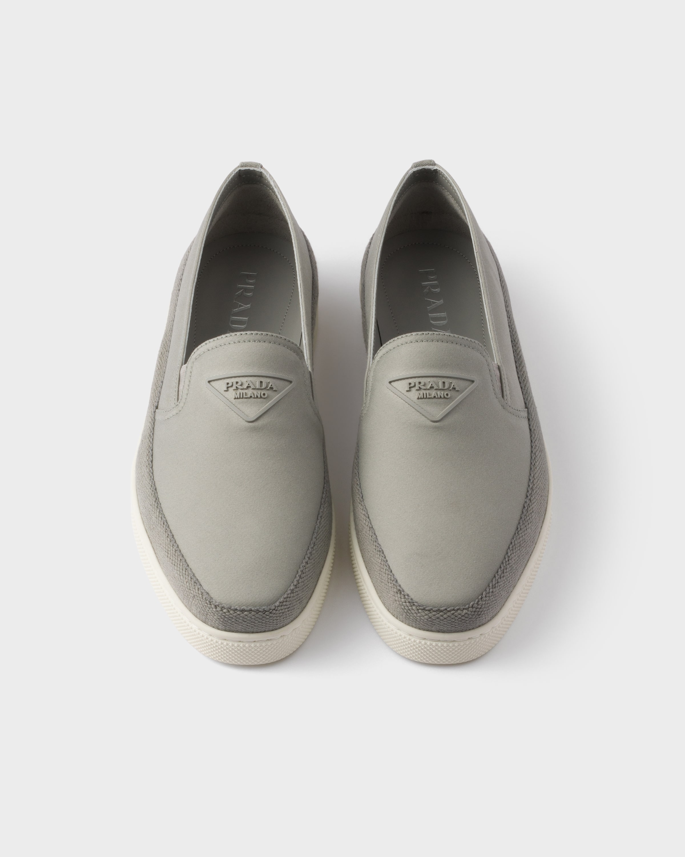 Cloudy Gray Cotton canvas slip-ons | PRADA